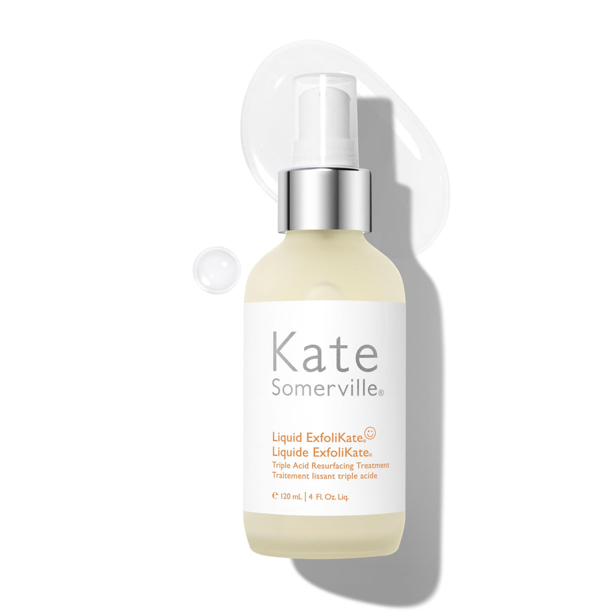 Kate Somerville Liquid ExfoliKate bottle close-up highlighting a brightening exfoliant