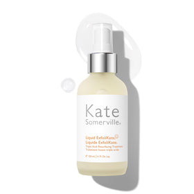 Kate Somerville Liquid ExfoliKate bottle close-up highlighting a brightening exfoliant