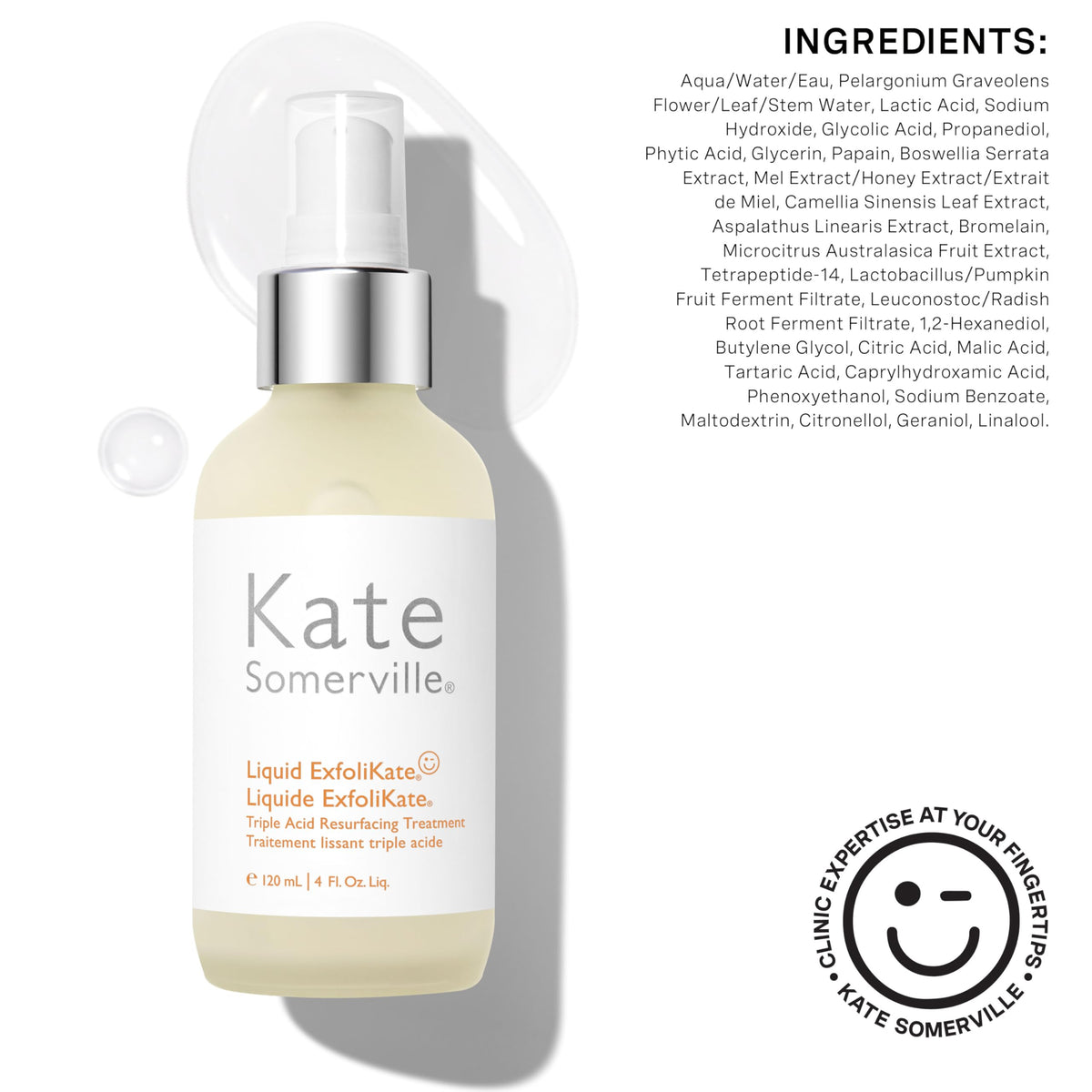Kate Somerville Liquid ExfoliKate 4 oz bottle ready to support brighter skin
