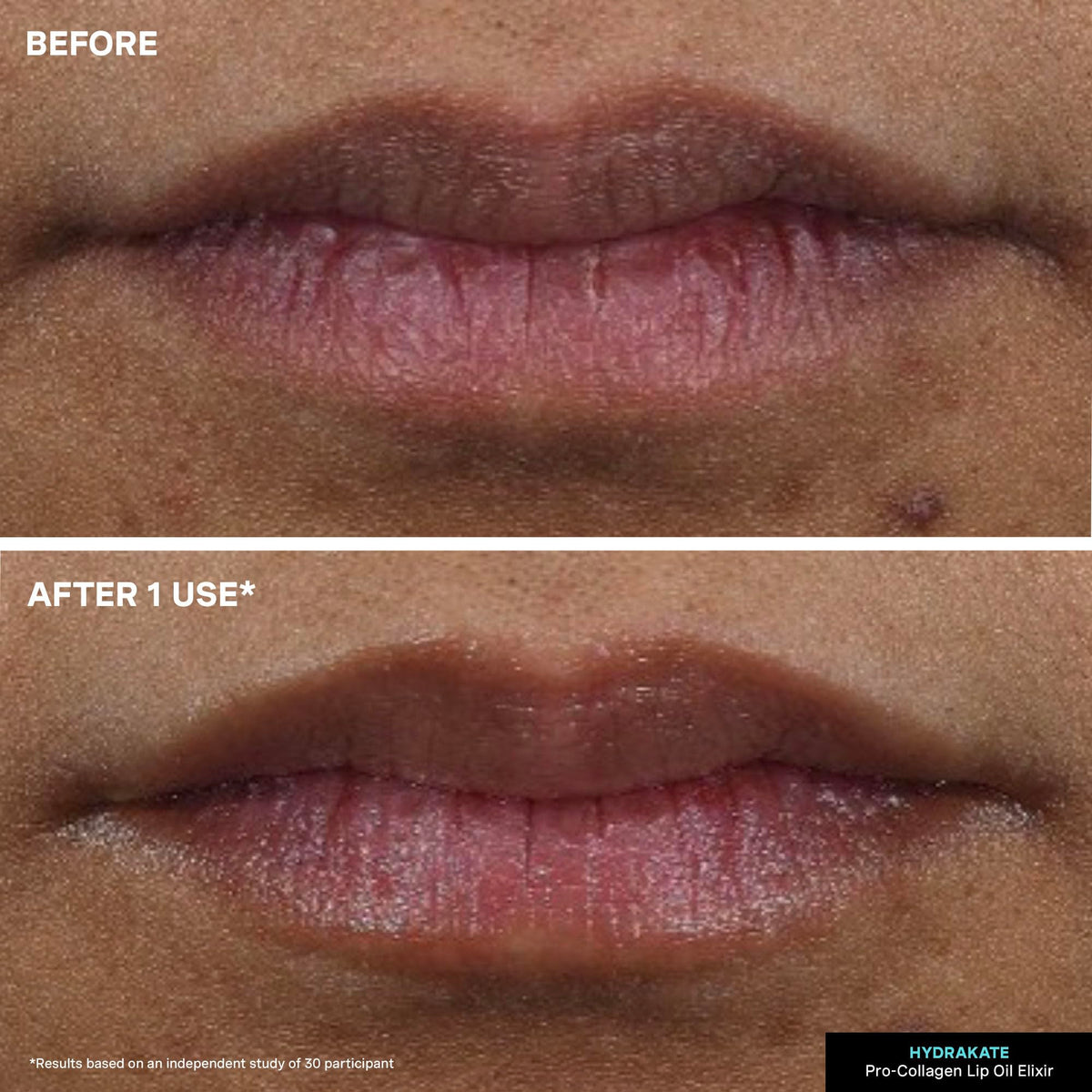Kate Somerville Pro-Collagen Lip Oil Elixir clear formula shown on lips