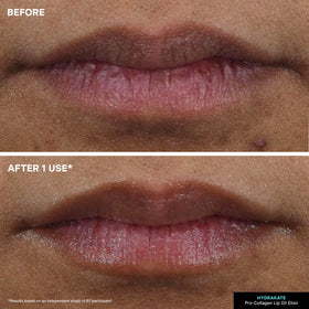 Kate Somerville Pro-Collagen Lip Oil Elixir clear formula shown on lips