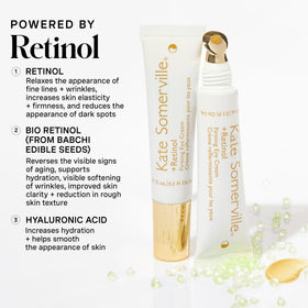 Kate Somerville Retinol Firming Eye Cream jar close-up highlighting rich cream texture.