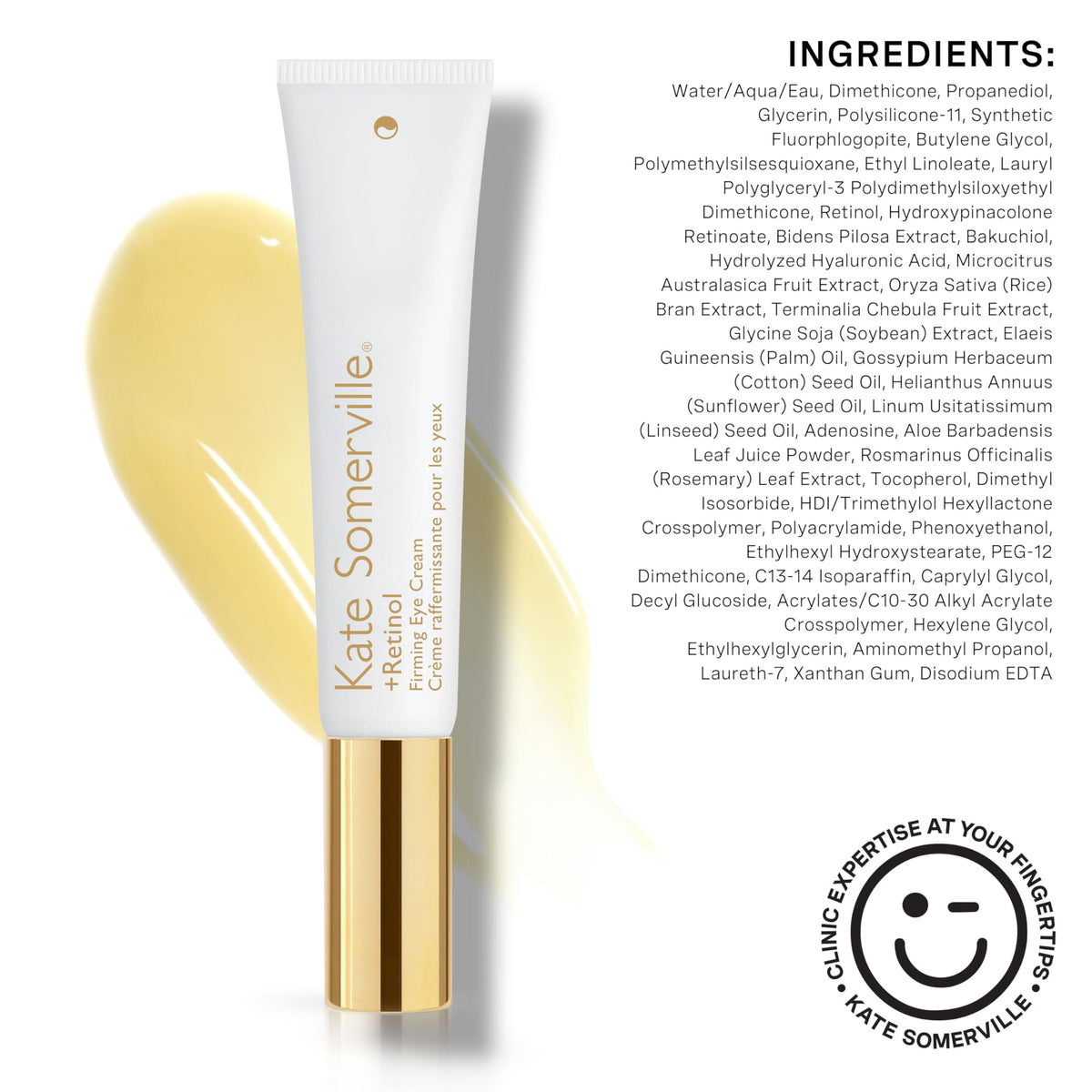 Kate Somerville Retinol Firming Eye Cream on fingertip ready for application.