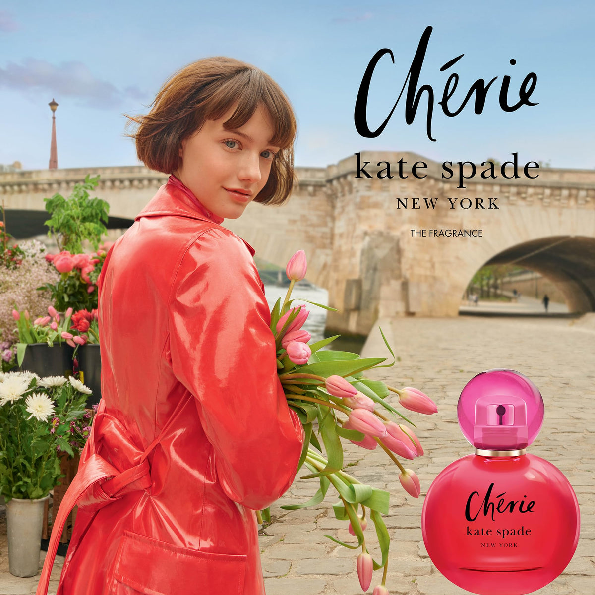 Kate Spade Cherie perfume label close-up highlighting stylish branding.