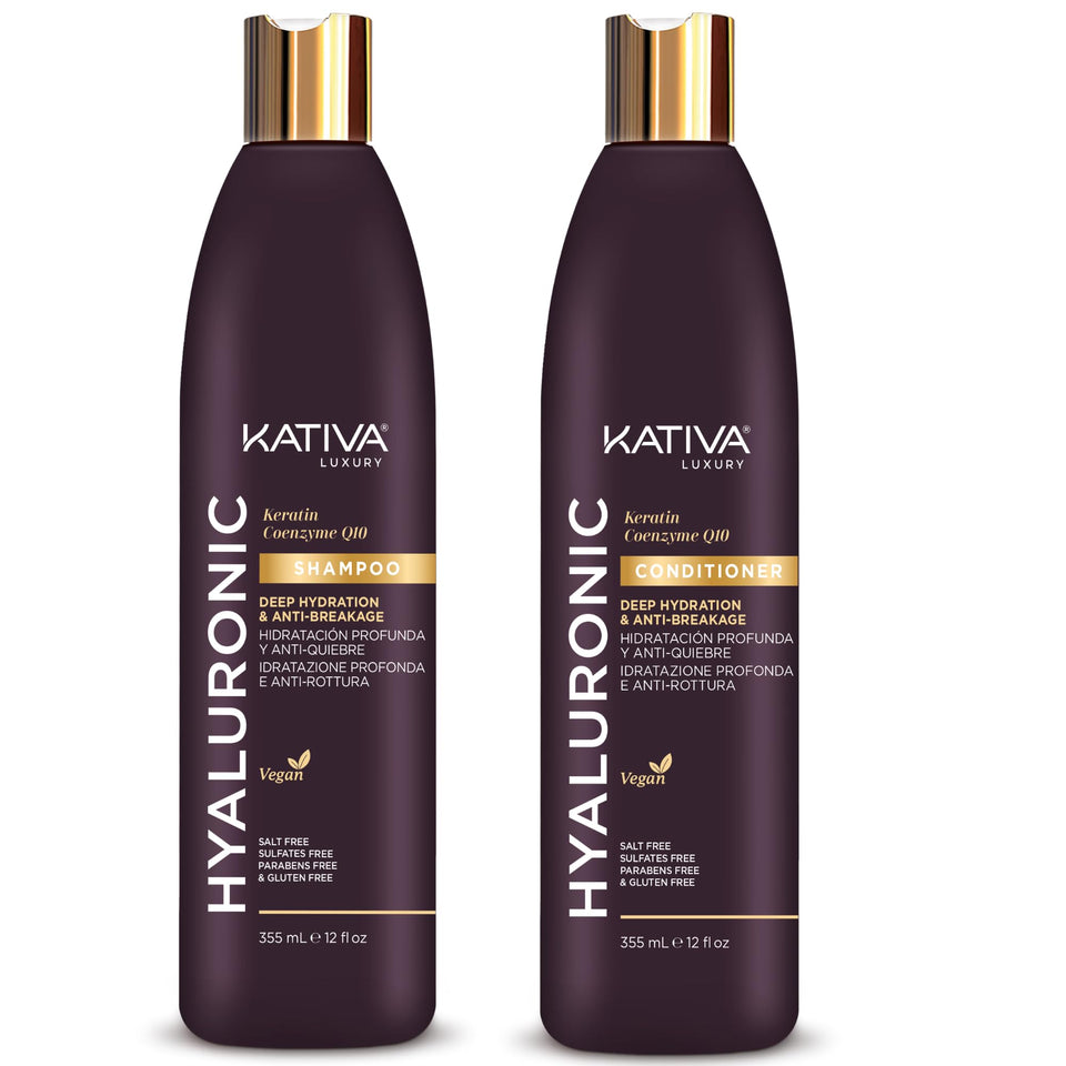 Kativa Hyaluronic Q10 Pack bottle for deep hydration and anti-breakage