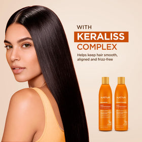 KATIVA Post-Straightening duo packaging, salt-free vegan care set.