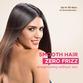 Close-up of smoother hair texture with reduced frizz using Kativa Xtreme Care.