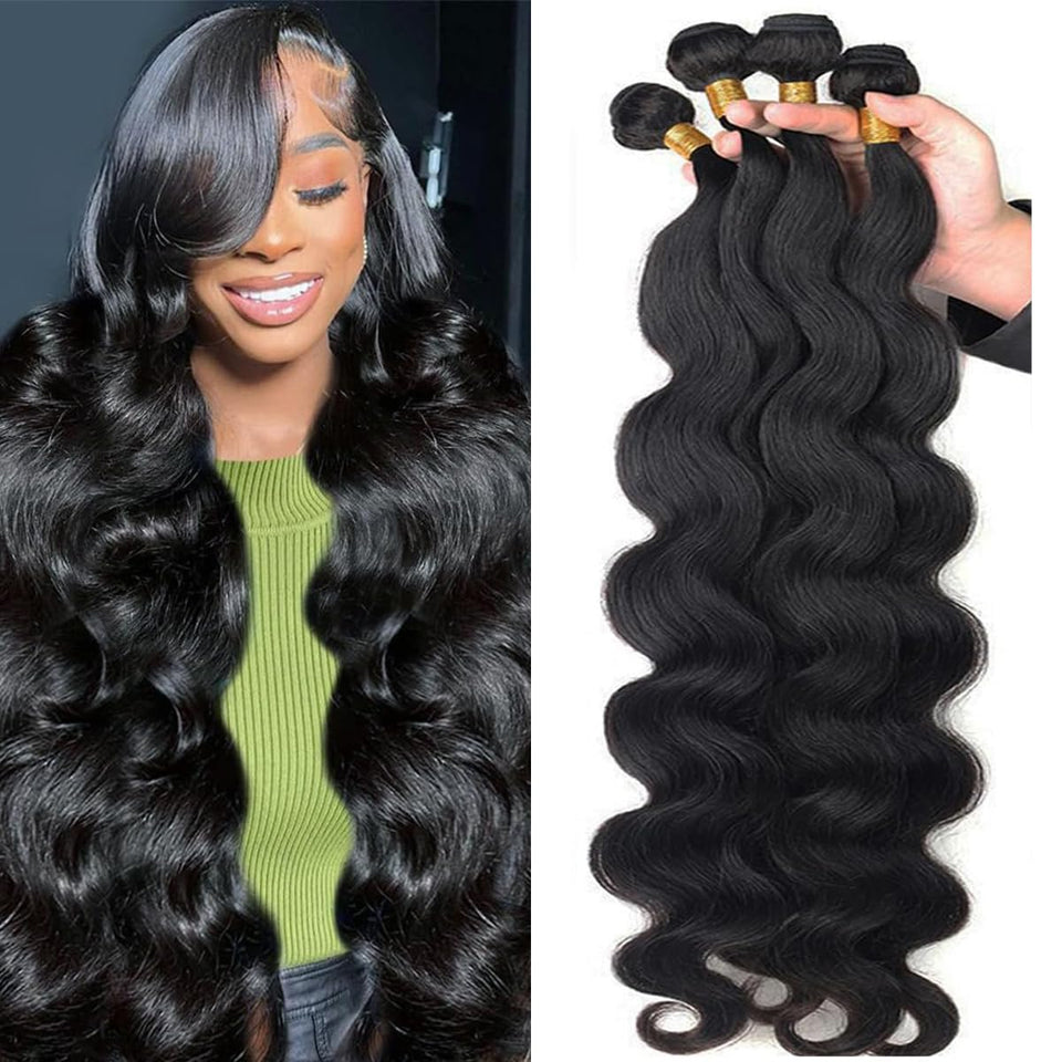Katspon 12A Brazilian body wave bundles 18-inch front view for a full head look