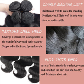 Katspon 12A Brazilian body wave bundles 20-inch length display for styling options