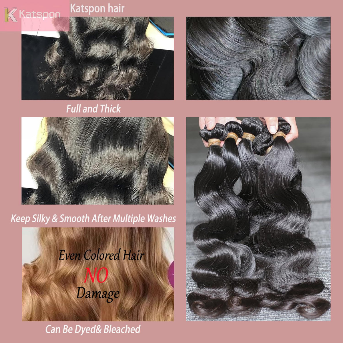Katspon 12A Brazilian body wave bundles 22-inch natural black on a mannequin
