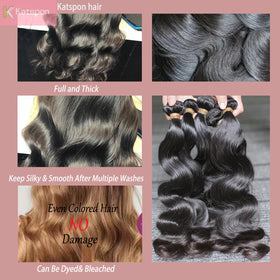 Katspon 12A Brazilian body wave bundles 22-inch natural black on a mannequin