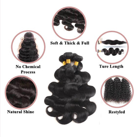 Katspon 12A Brazilian body wave bundles 24-inch full-head pack on display