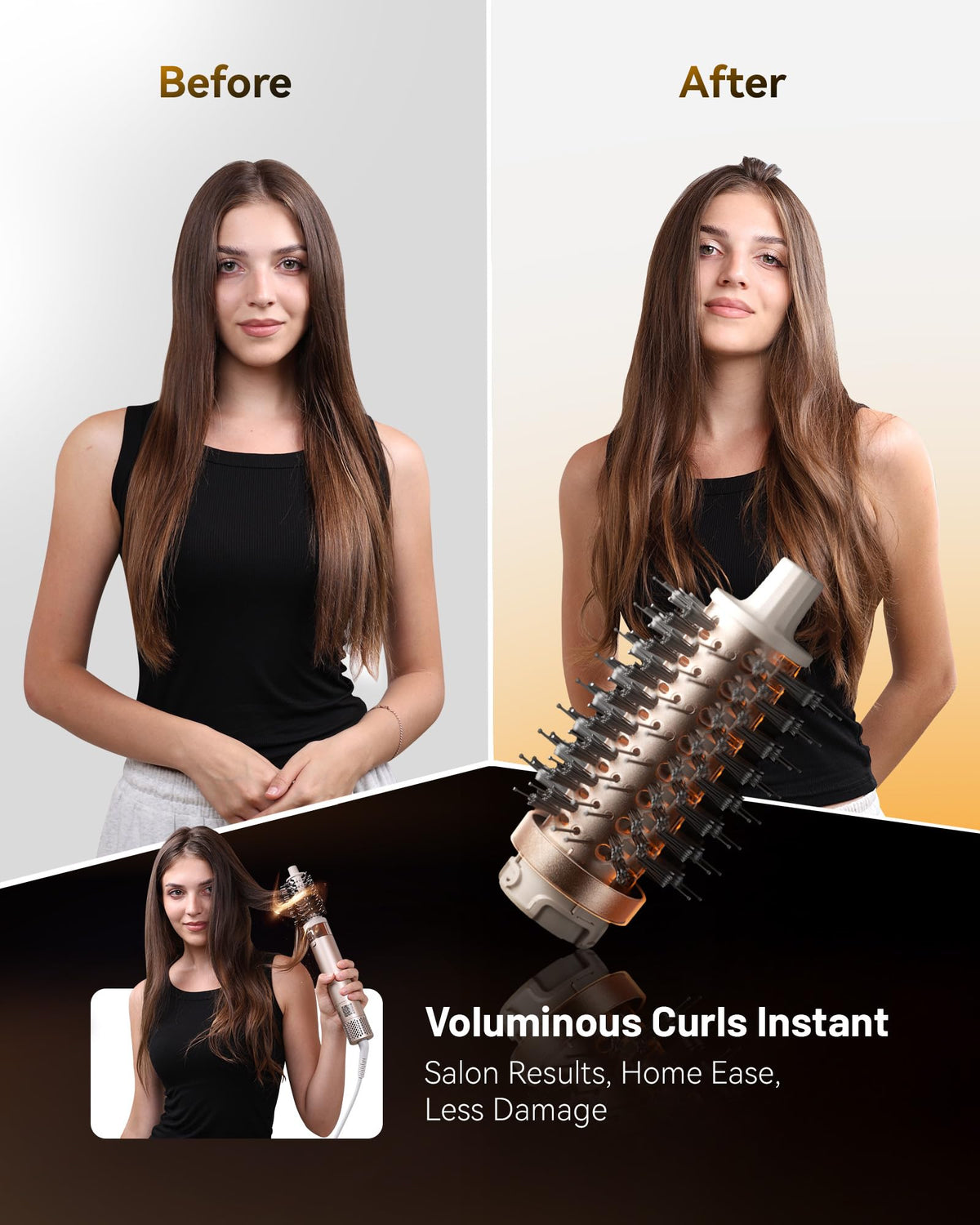 KAUGIC Coanda technology shapes curls with reduced heat exposure.