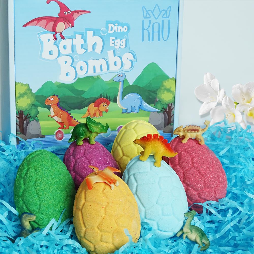 KAV Dino Egg Bath Bomb Fizz Closeup showing color release.