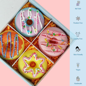 Vibrant donut bath bombs colors for a playful, scents-rich soak