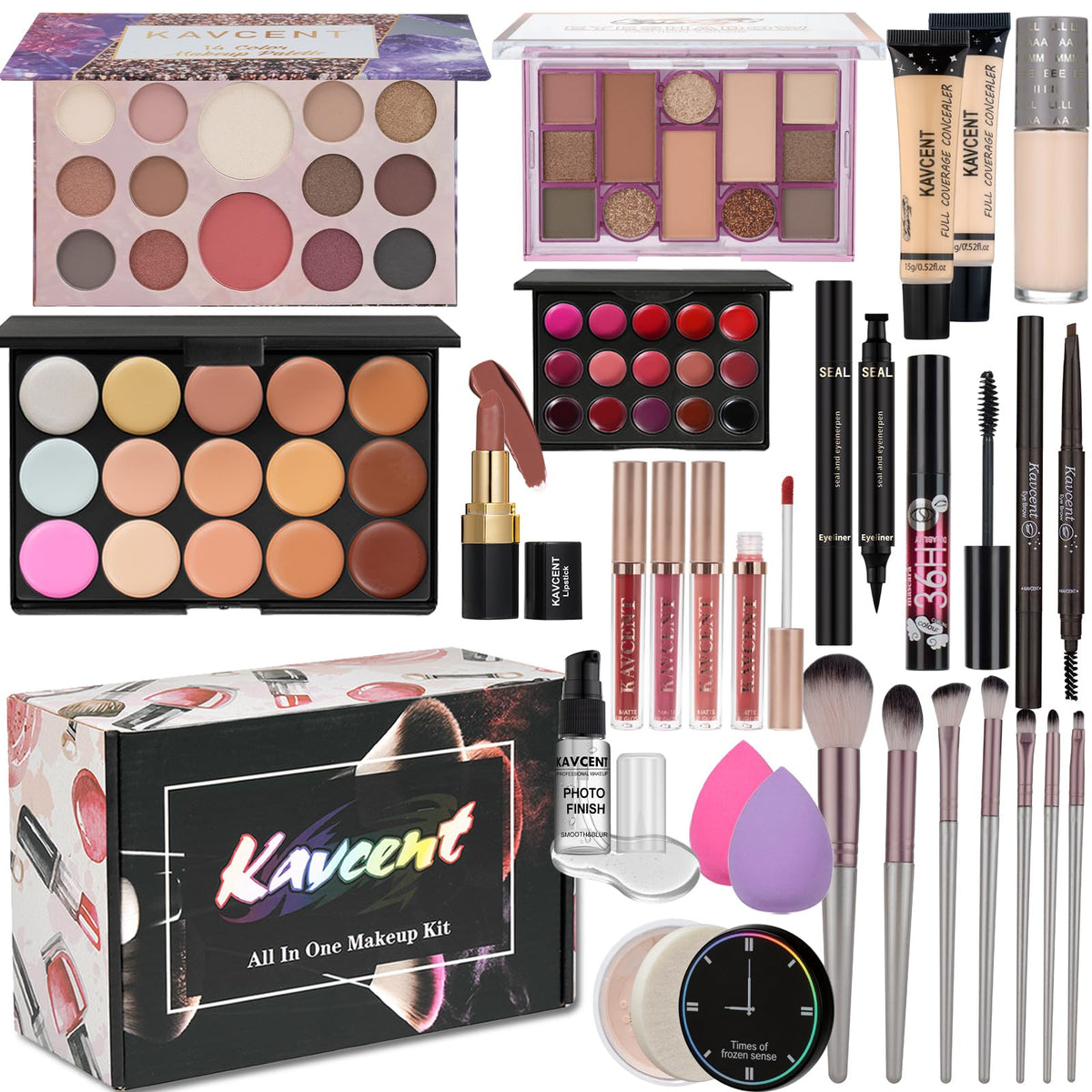 Kavcent makeup kit full-set palette for versatile day-to-night looks.