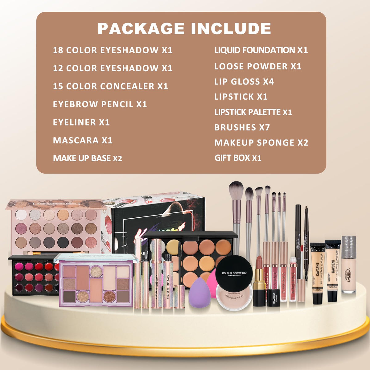 KAVCENT 12-color eyeshadow palette with matte and shimmer tones for creative eye makeup.