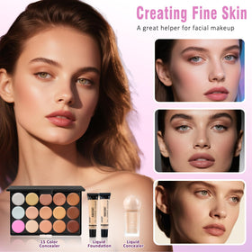 KAVCENT makeup kit teens eyeliner foundation for precise lines and even tone.
