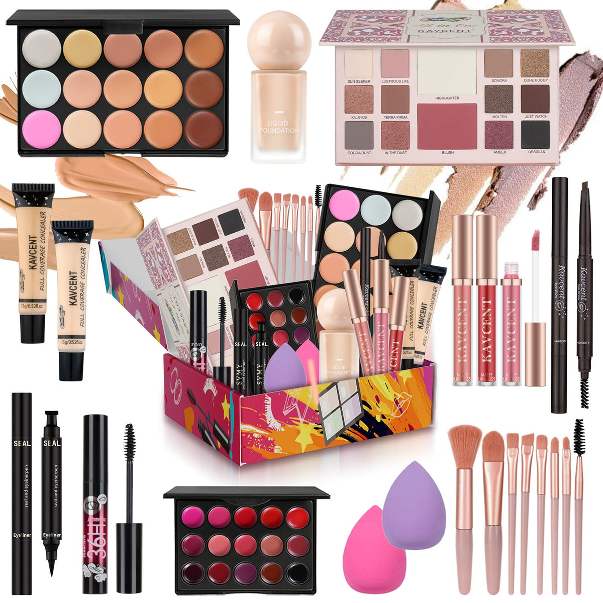 KAVCENT 14-color makeup palette for versatile day-to-night looks