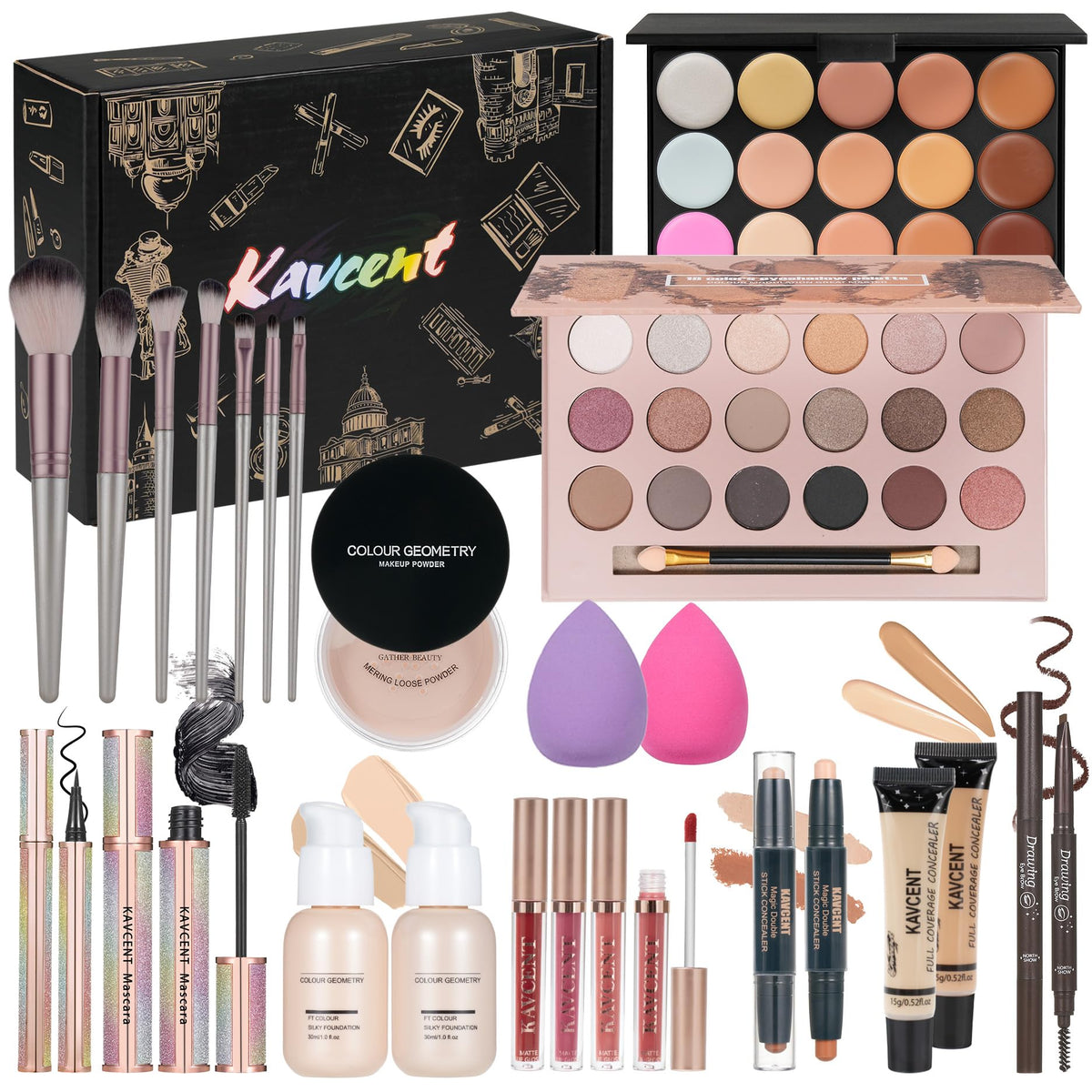 KAVCENT makeup set 18-color eyeshadow palette for versatile day-to-night looks