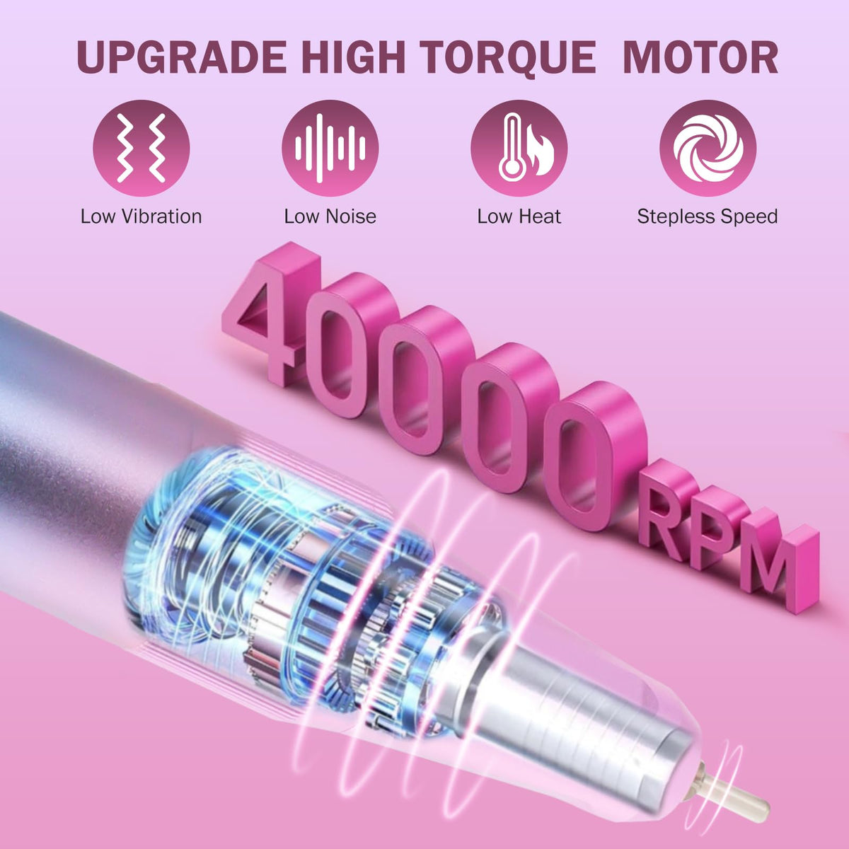KAWBIYJ nail drill at 40k rpm for fast shaping and smoothing