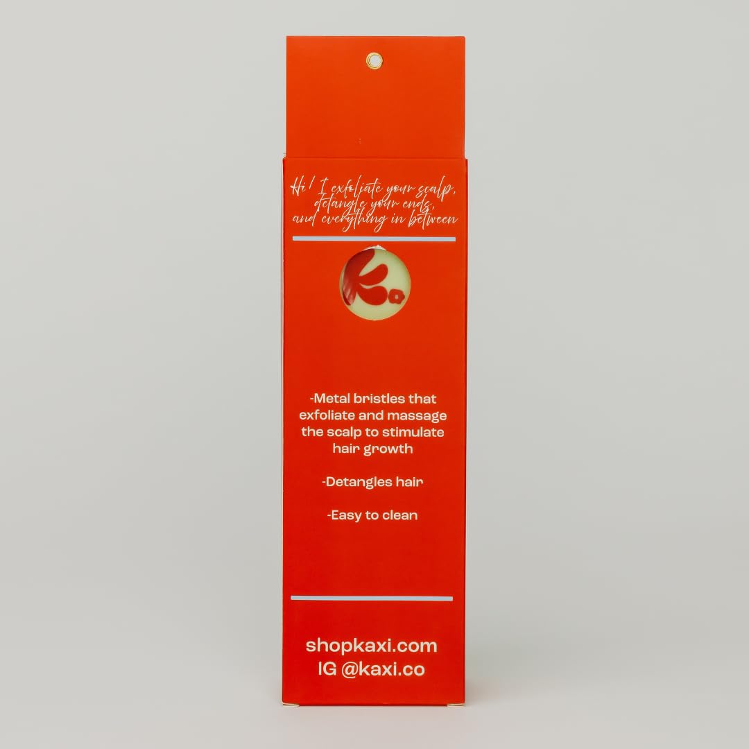 Kaxi scalp care exfoliation close-up shows gentle bristles.