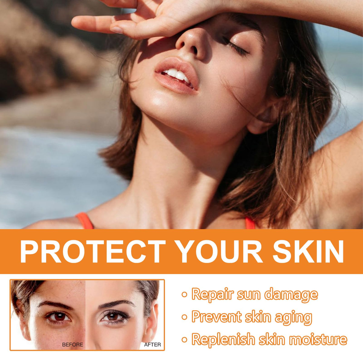 KAXIMIGEFU sunscreen being applied to the face for smooth coverage.
