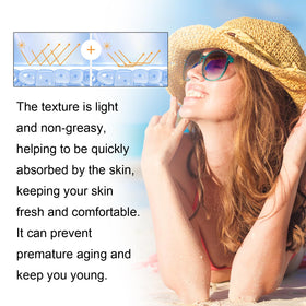 KAXIMIGEFU sunscreen on the décolletage area ready for sun exposure.