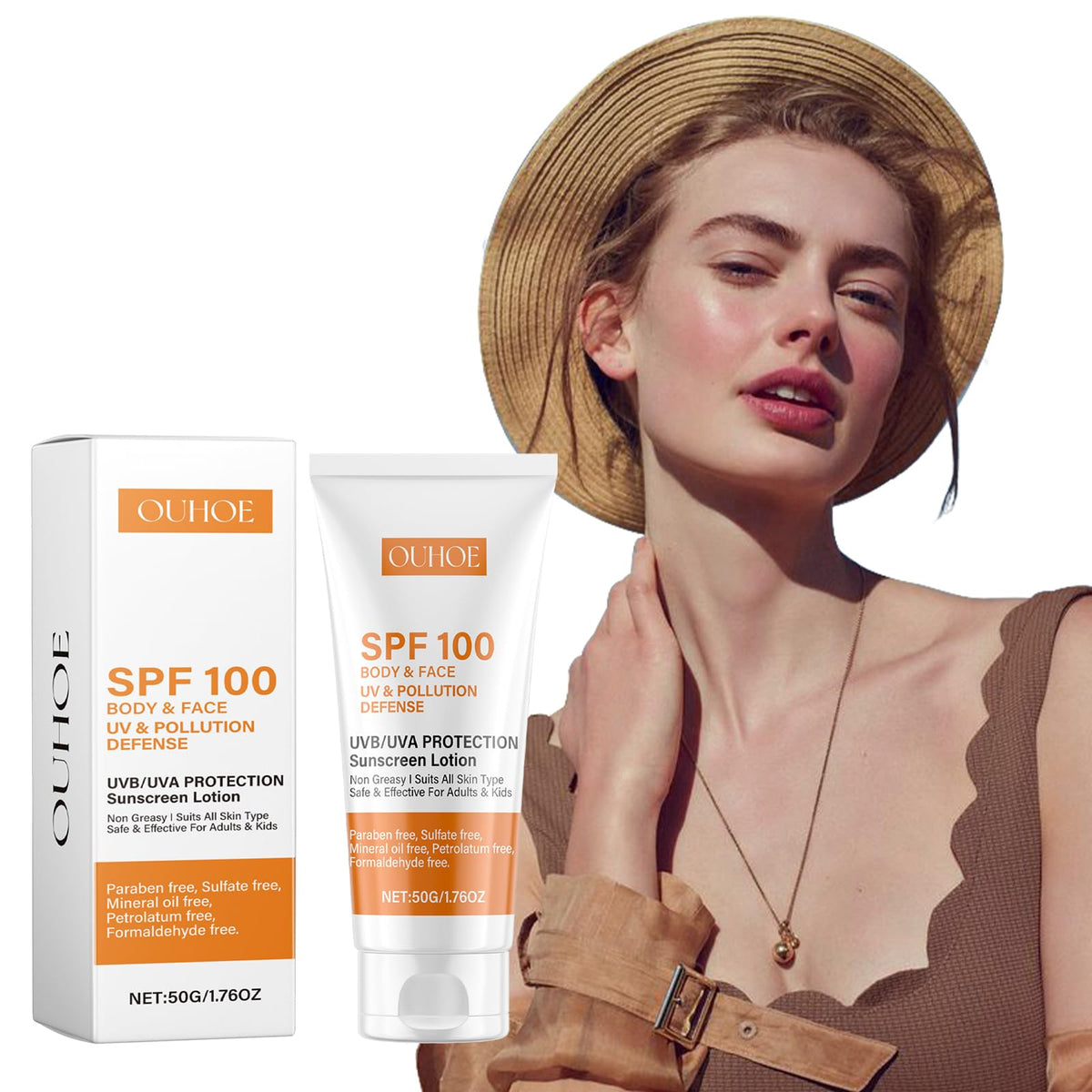KAXIMIGEFU sunscreen texture swatch demonstrates light, non-greasy feel.