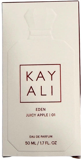 Kayali Eden Juicy Apple packaging box, minimalist design ideal for gifting