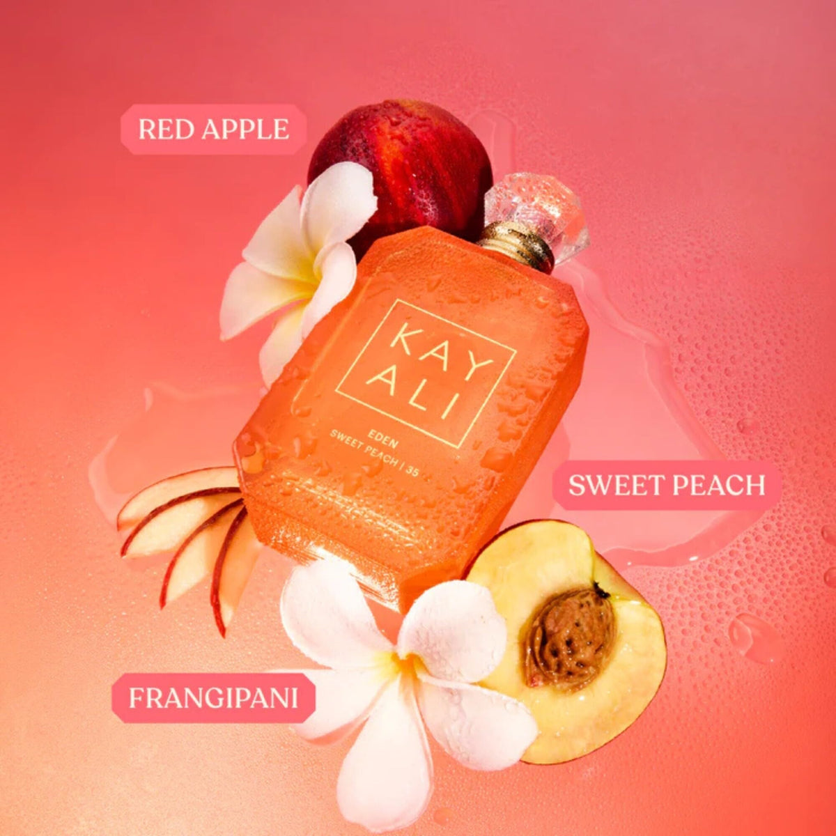 Kayali Eden Sweet Peach peach note with fruity warmth for daytime wear