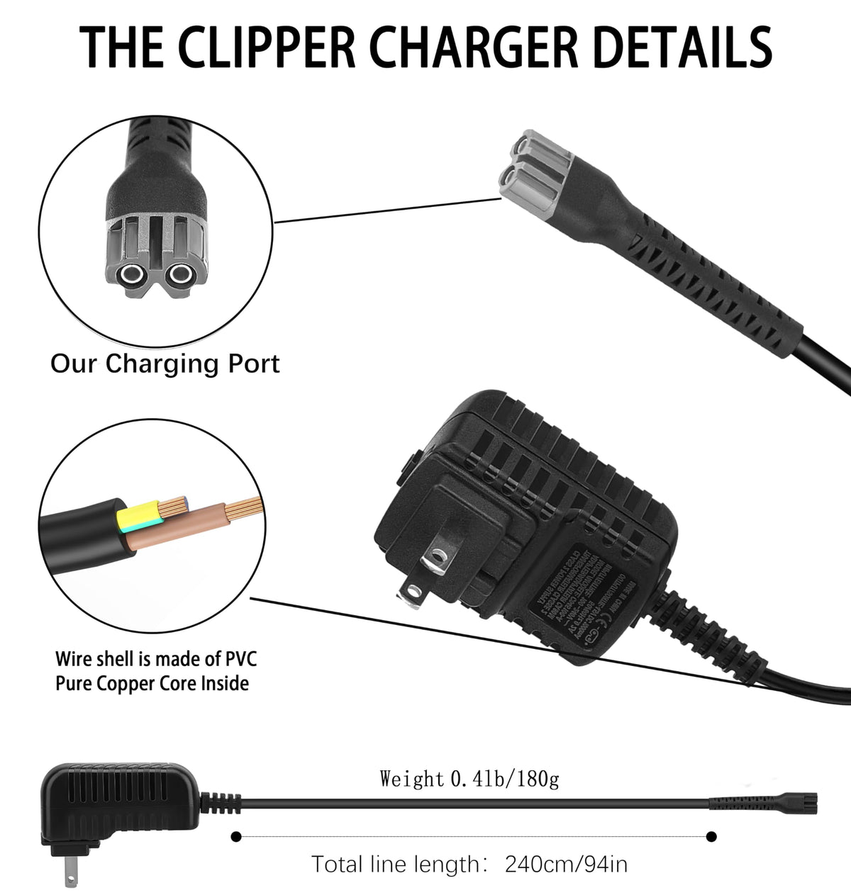 Kaynway professional charger for Wahl clippers, durable build and safety features