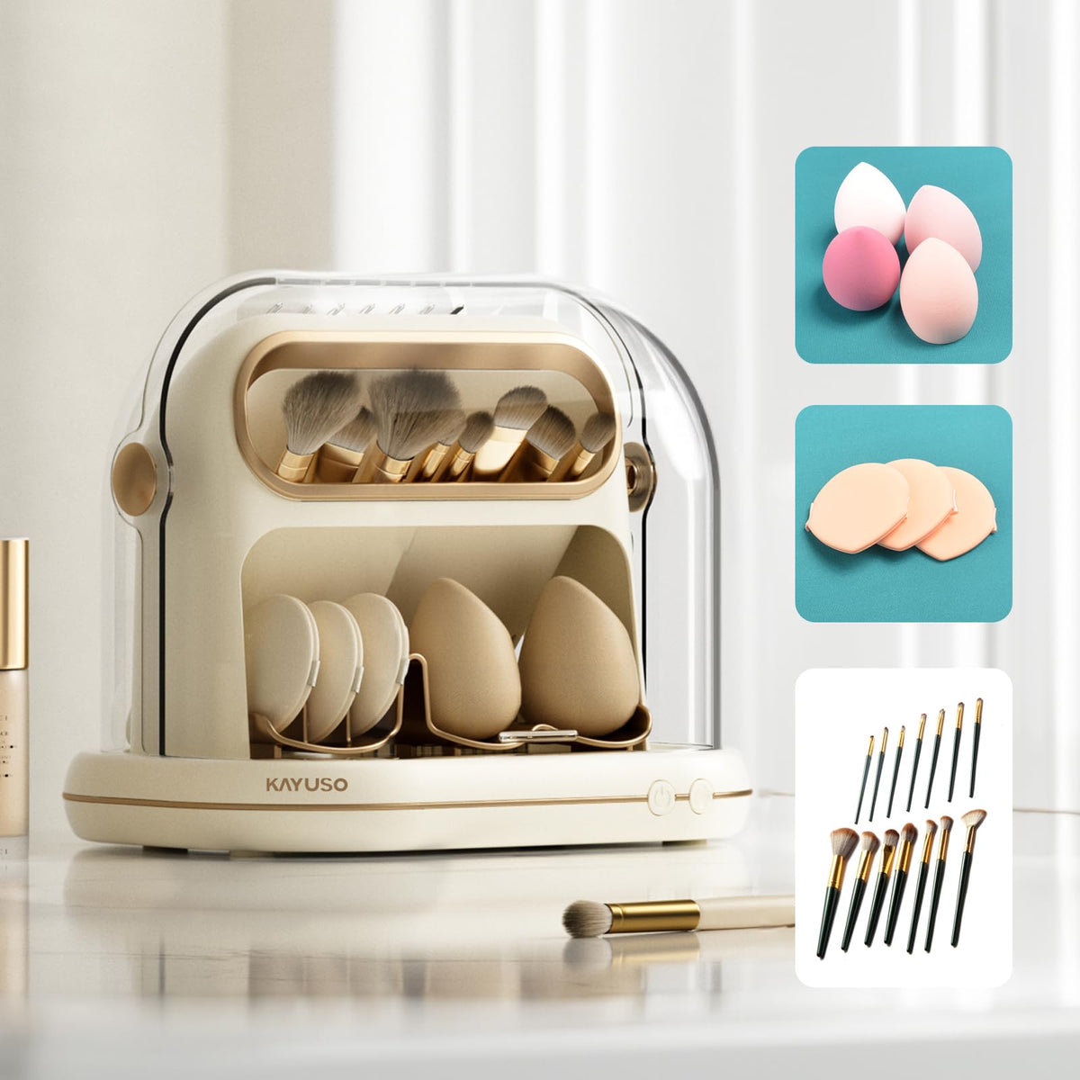 KAYUSO vanity-friendly design on shelf or counter