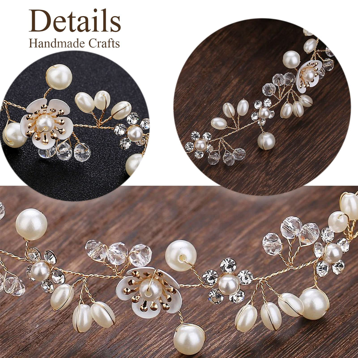 KAYZON pearl flower headband wedding, adds delicate sparkle for brides and bridesmaids.