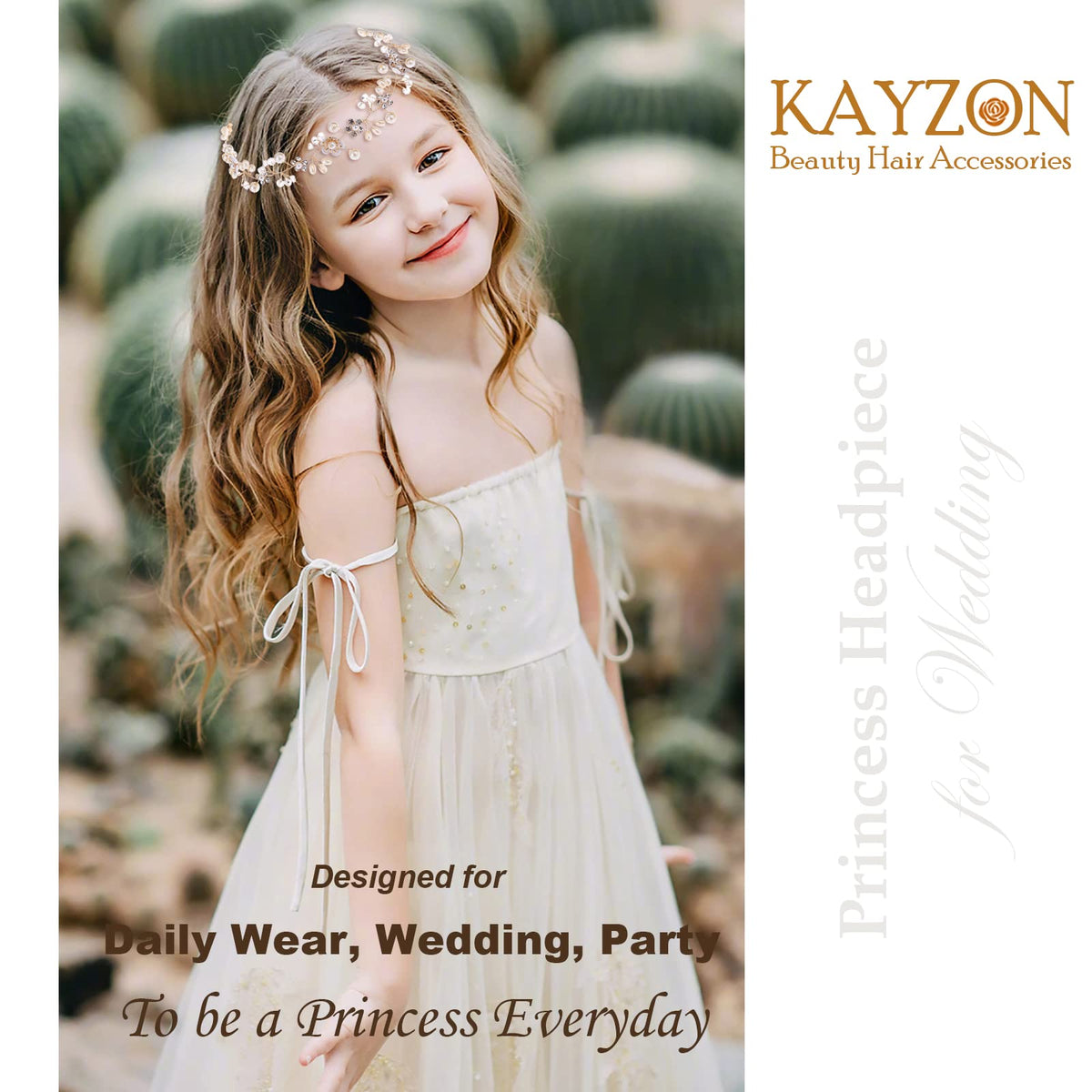 KAYZON rhinestone bridal headpiece, elegant detail for ceremonies and photos.