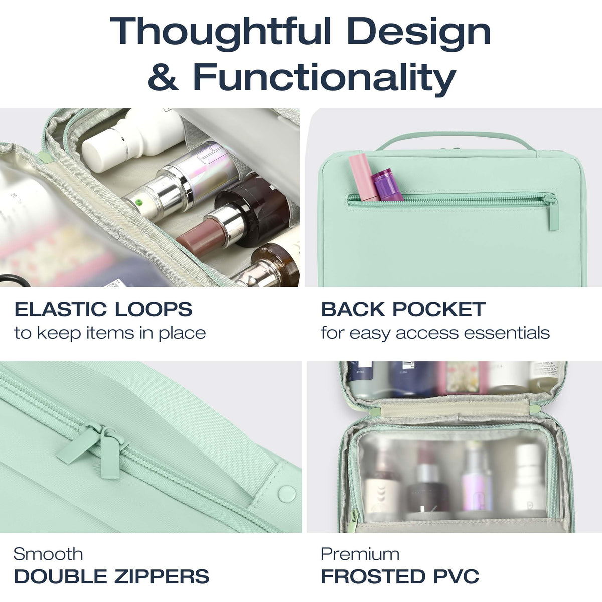 KAZAY pockets for makeup and skincare keep items neatly organized