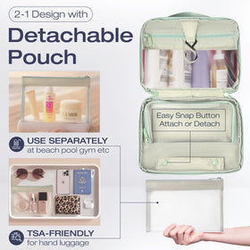 KAZAY water-resistant nylon protects cosmetics during trips