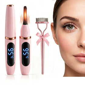 KAZLIE heated eyelash curler in compact design for on-the-go use.