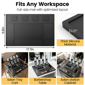 KBVASOTZ durable silicone barber mat provides non-slip stability during use