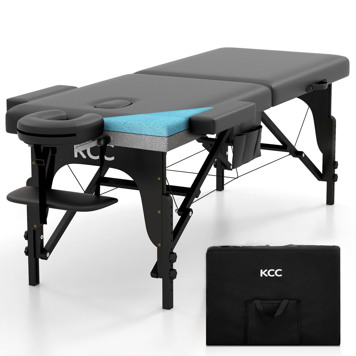 KCC Memory Foam Massage Table setup demonstrates quick assembly for professionals