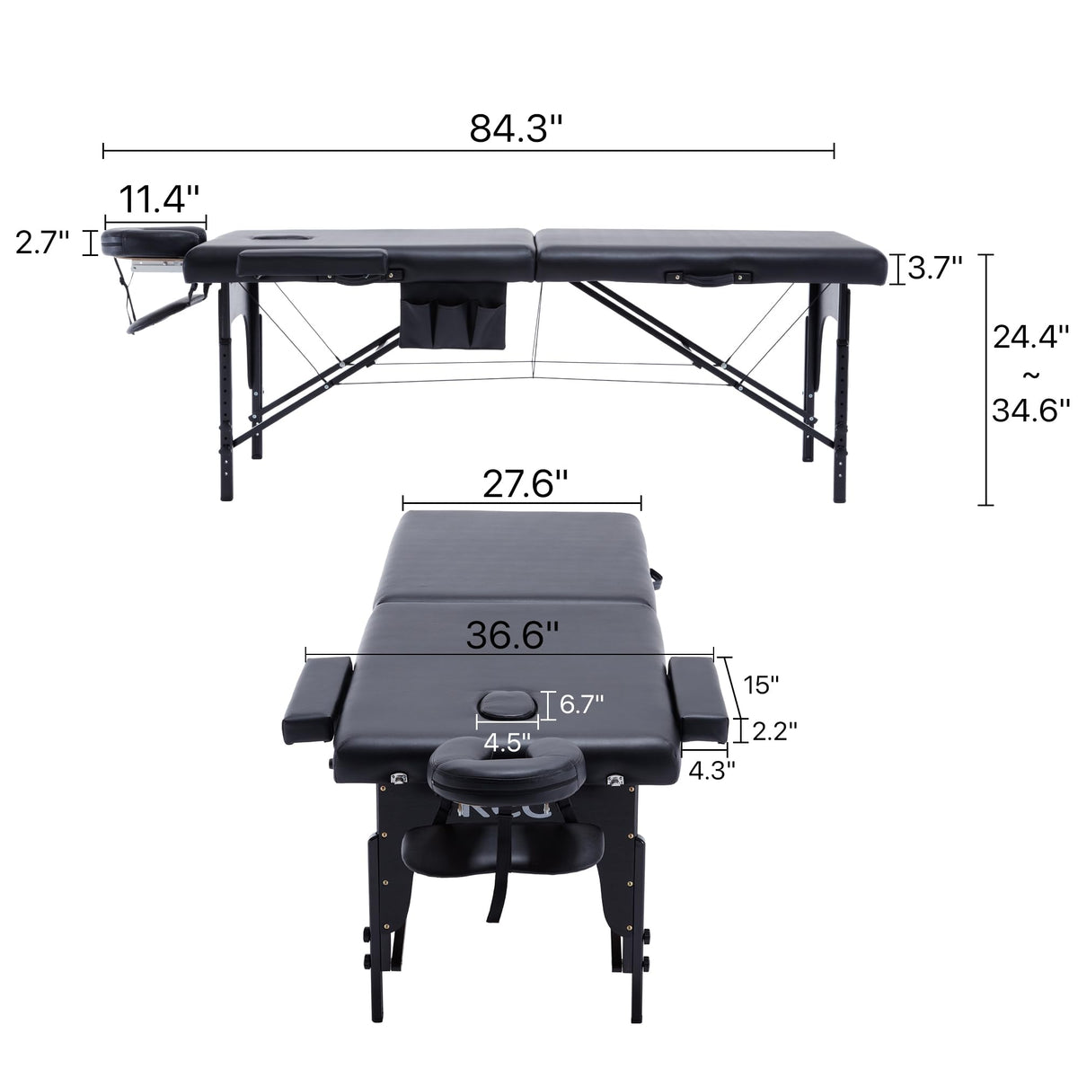 KCC Memory Foam Massage Table side pouch oils keeps essentials within reach