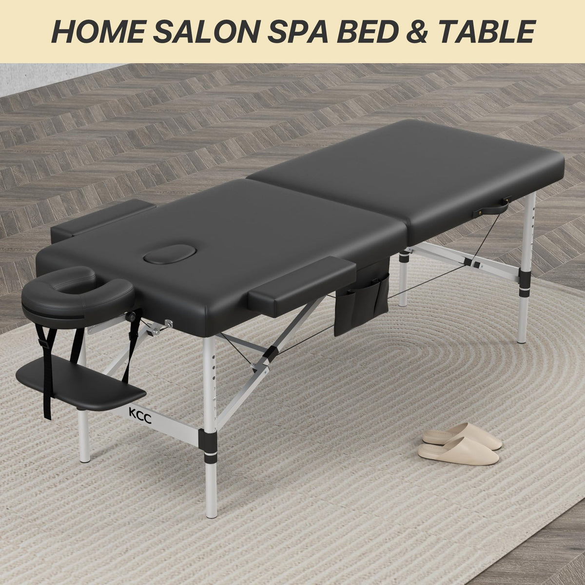KCC portable foldable massage bed with carrying case, ideal for mobile sessions.