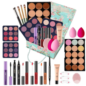 kcsciv all-in-one makeup kit teens full case portable beginner-friendly set, showcase on-the-go use