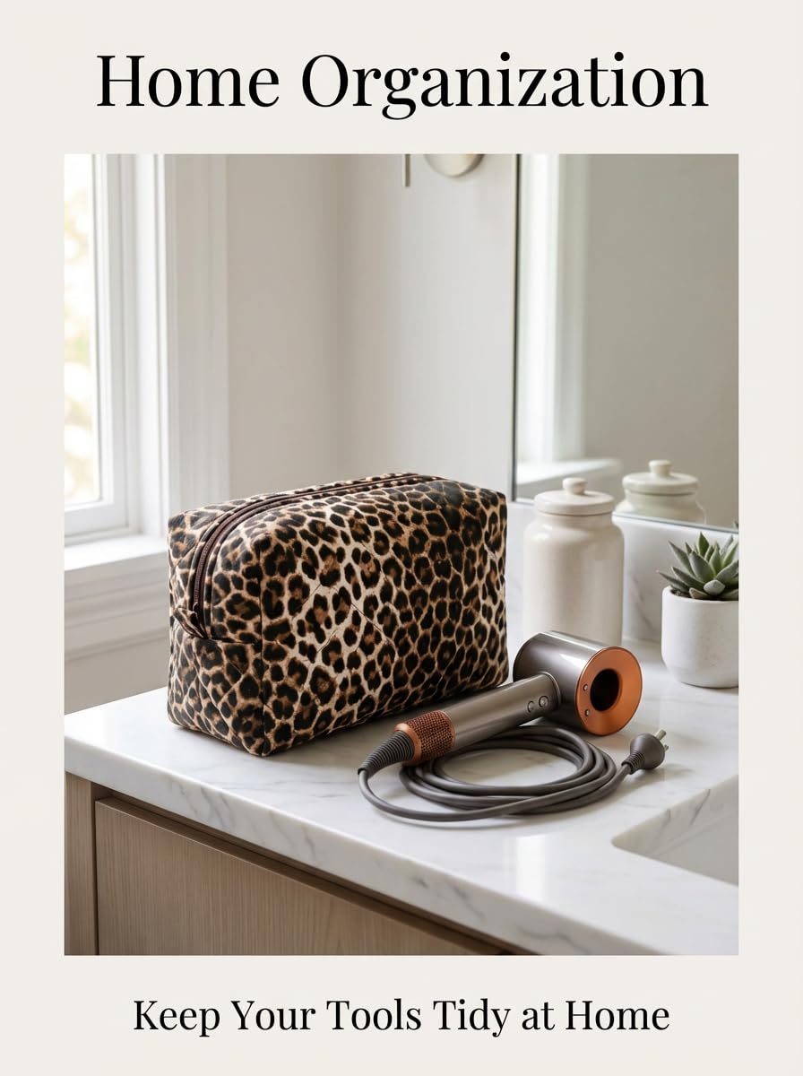 KCWVSIE leopard floral travel case doubles as cosmetic and toiletry organizer