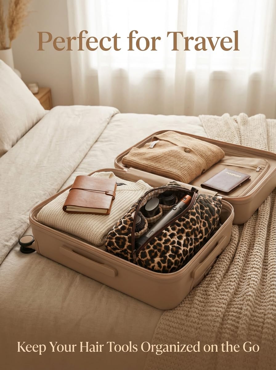 KCWVSIE leopard floral travel case features soft padding to protect tools