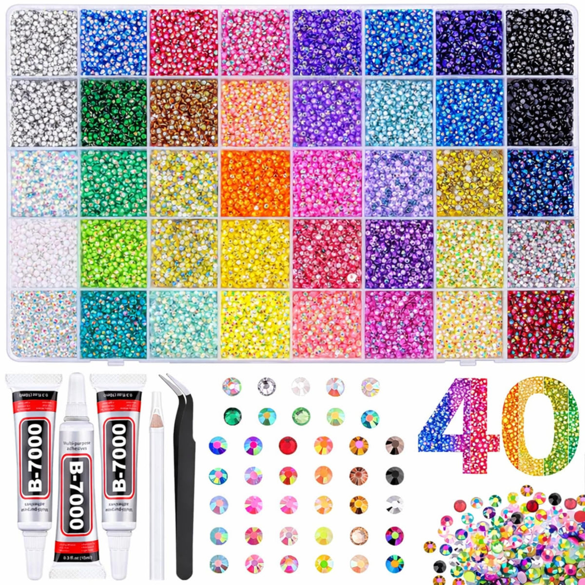 KCZ 40-color 3mm flatback rhinestones with jelly sparkle for versatile decorating on fabric and accessories