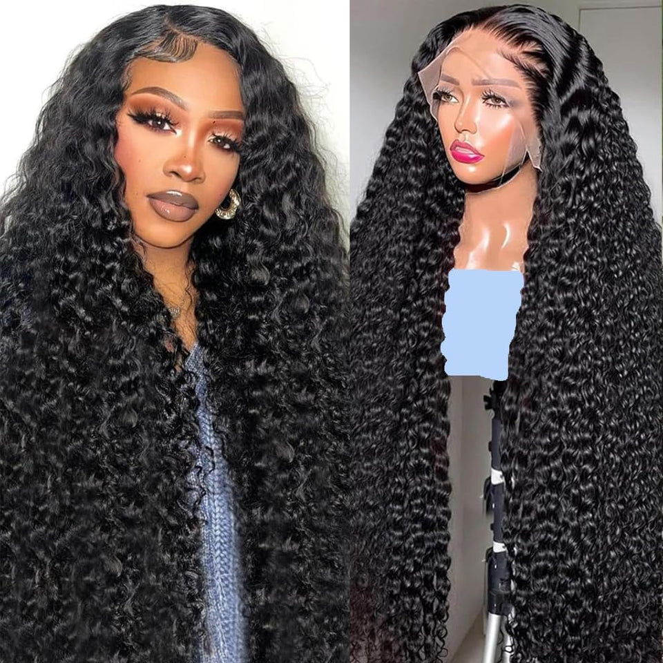 Kdmidun 13x6 deep wave wig front view with natural blend for daily wear