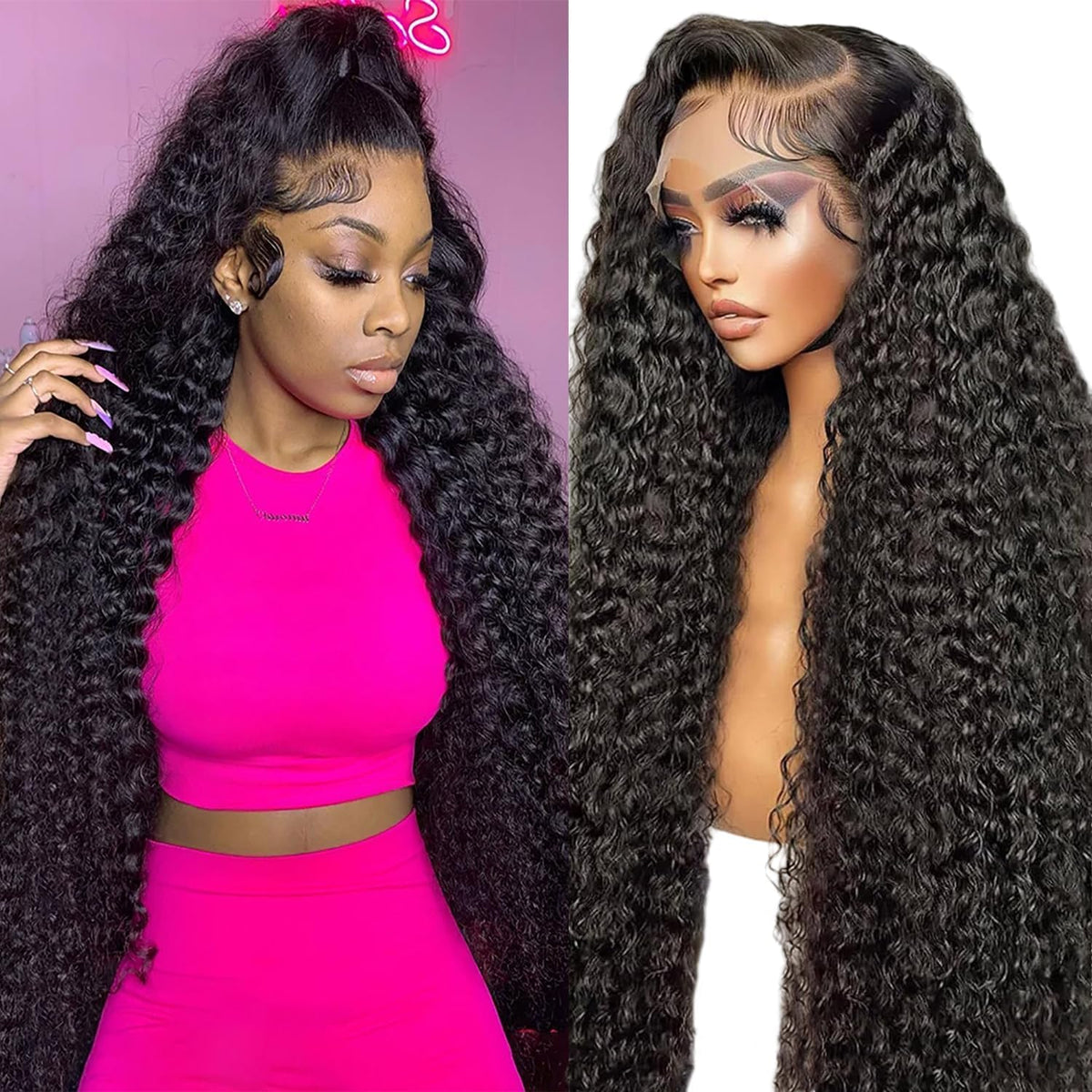 Kdmidun deep wave wig with 13x6 lace front for natural parting