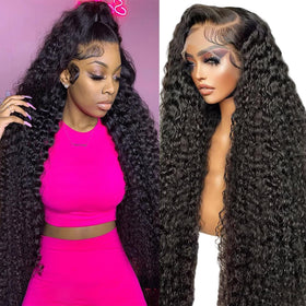 Kdmidun deep wave wig with 13x6 lace front for natural parting