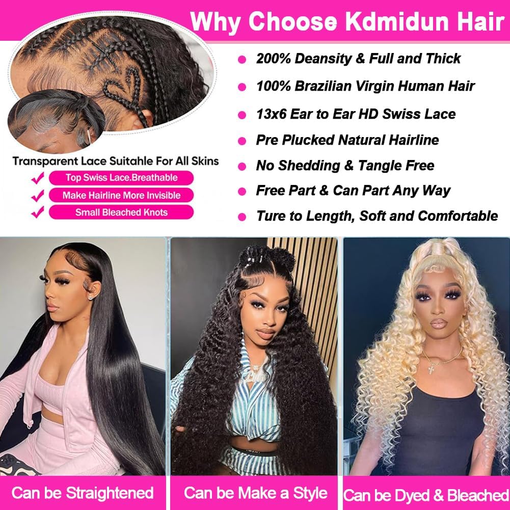 Kdmidun natural-black 26-inch deep wave for length and volume